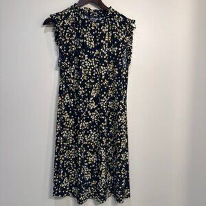 Tommy Hilfiger Ditsy Floral Ruffled Neck And Arms Jersey Dress Size 14